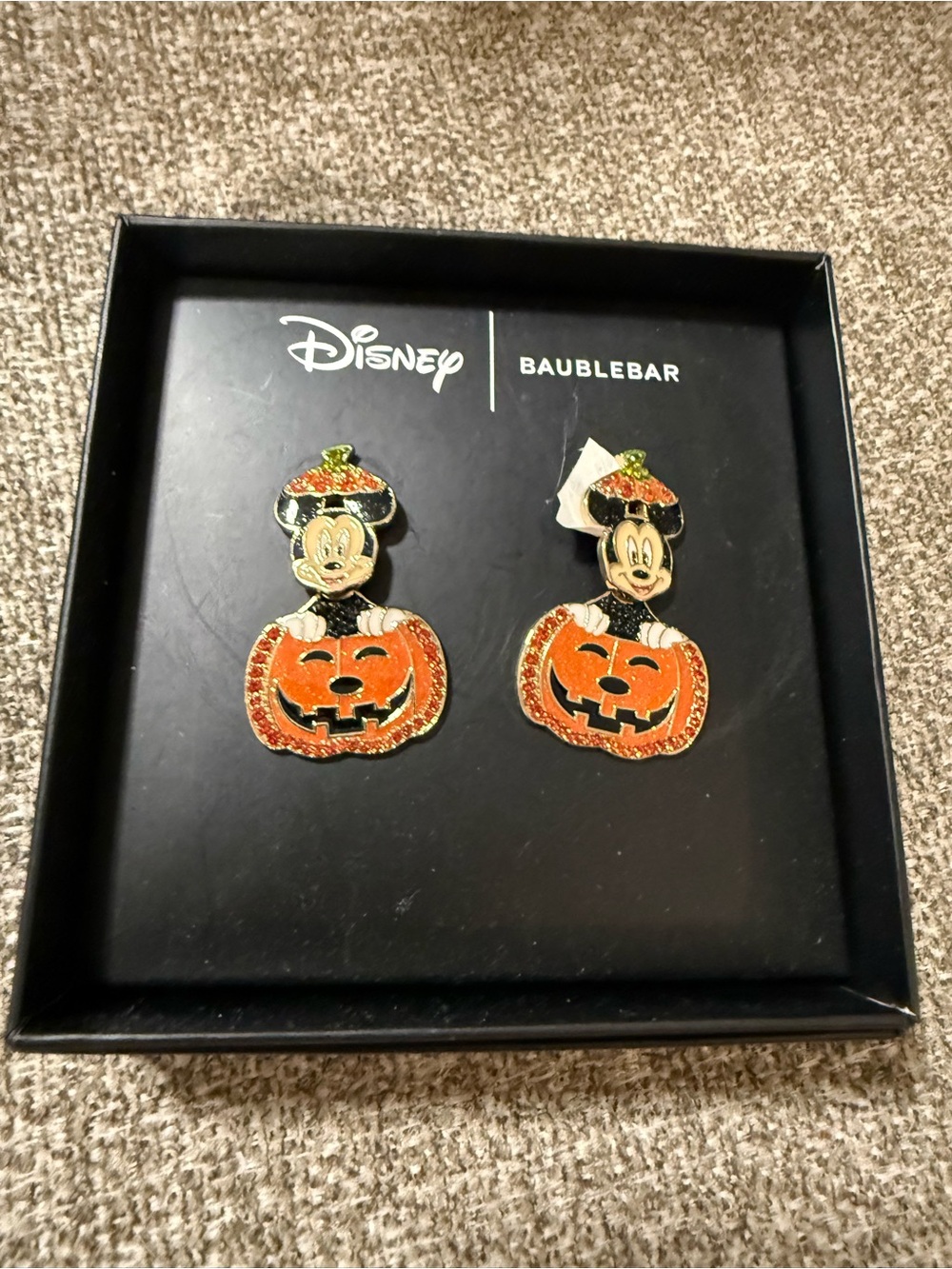 BaubleBar Disney Mickey Pumpkin Drop Earrings - Orange, Black & Gold